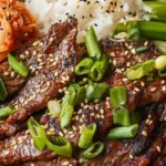 Delicious beef bulgogi with tender slices and rich marinade served on a plate