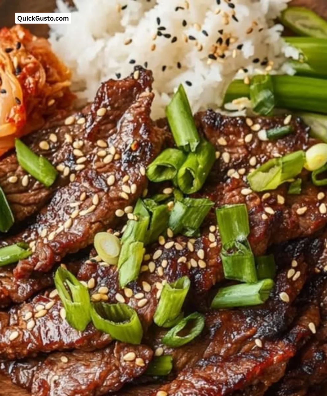 Delicious beef bulgogi with tender slices and rich marinade served on a plate