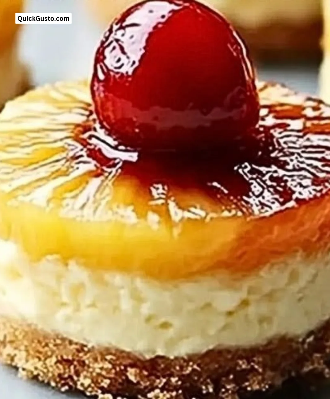 Mini Pineapple Upside Down Cheesecakes with vibrant pineapple topping