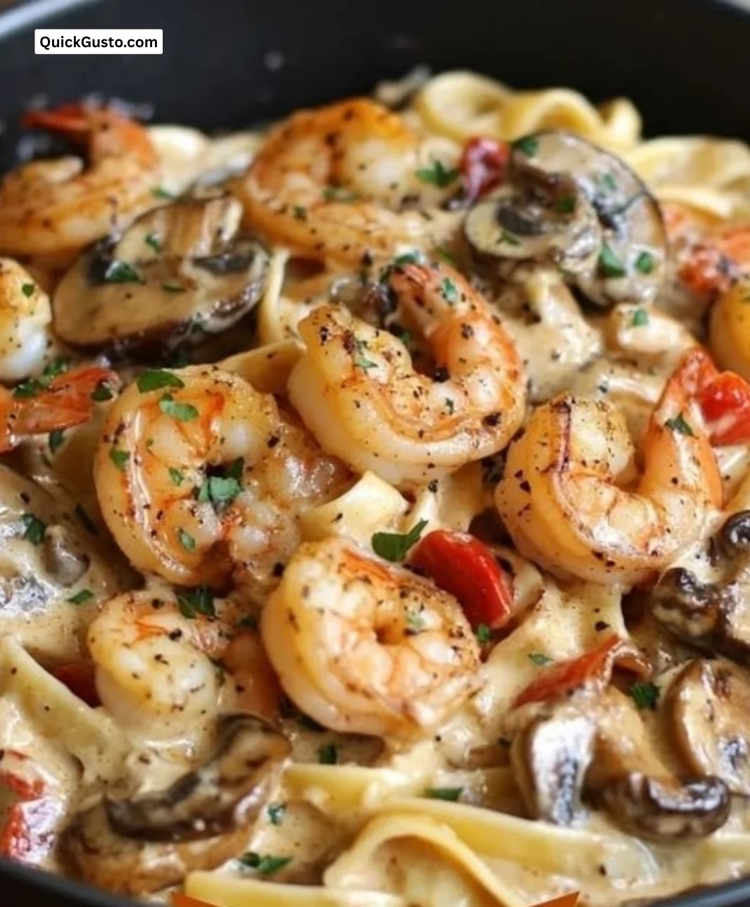 Delicious Spicy Blackened Shrimp Stroganoff served in a creamy sauce