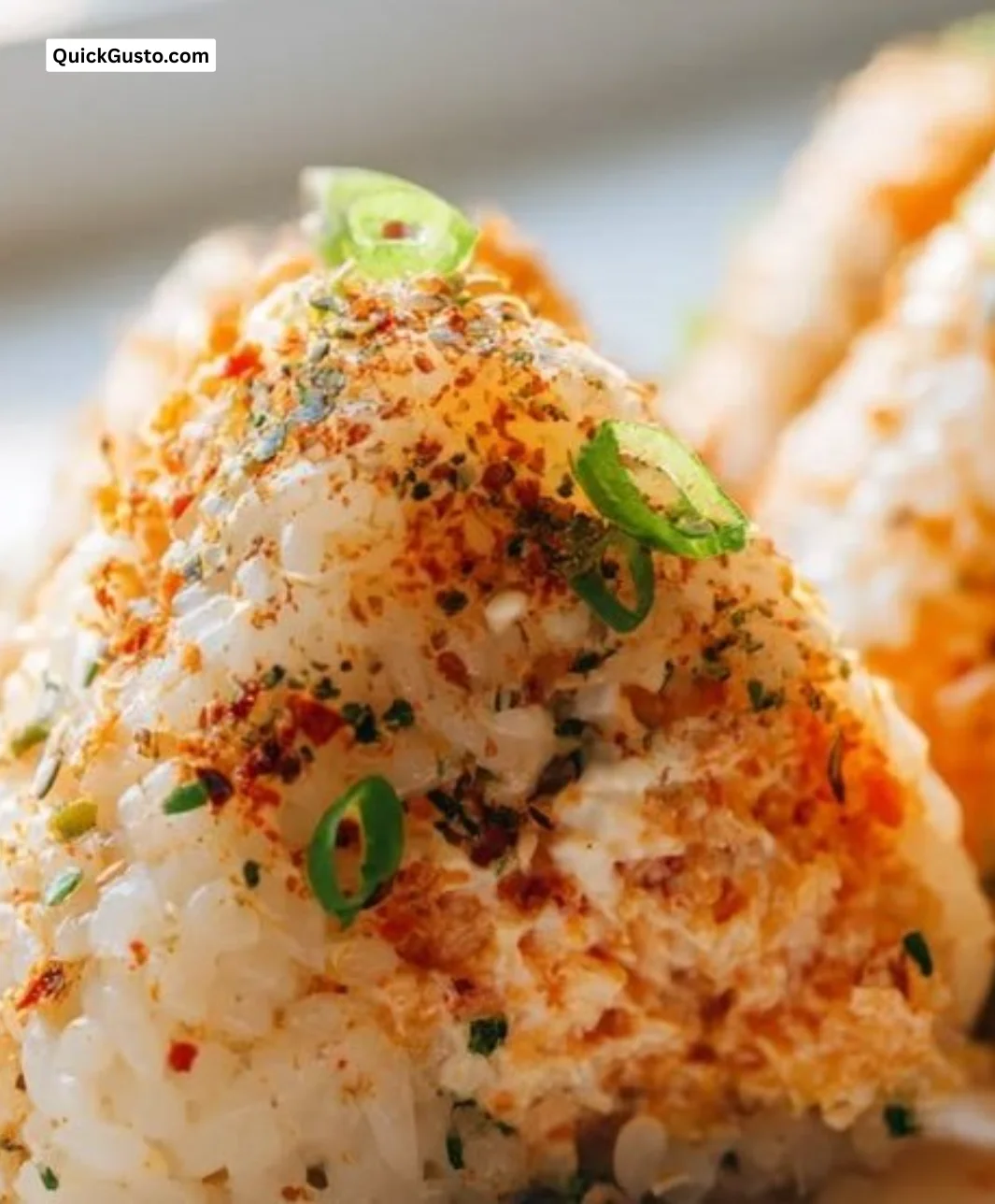 Spicy Salmon Cream Cheese Onigiri, a tasty Japanese snack