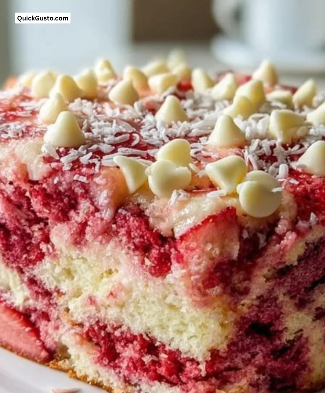 Delicious Strawberry Earthquake Delight dessert with fresh strawberries and cream