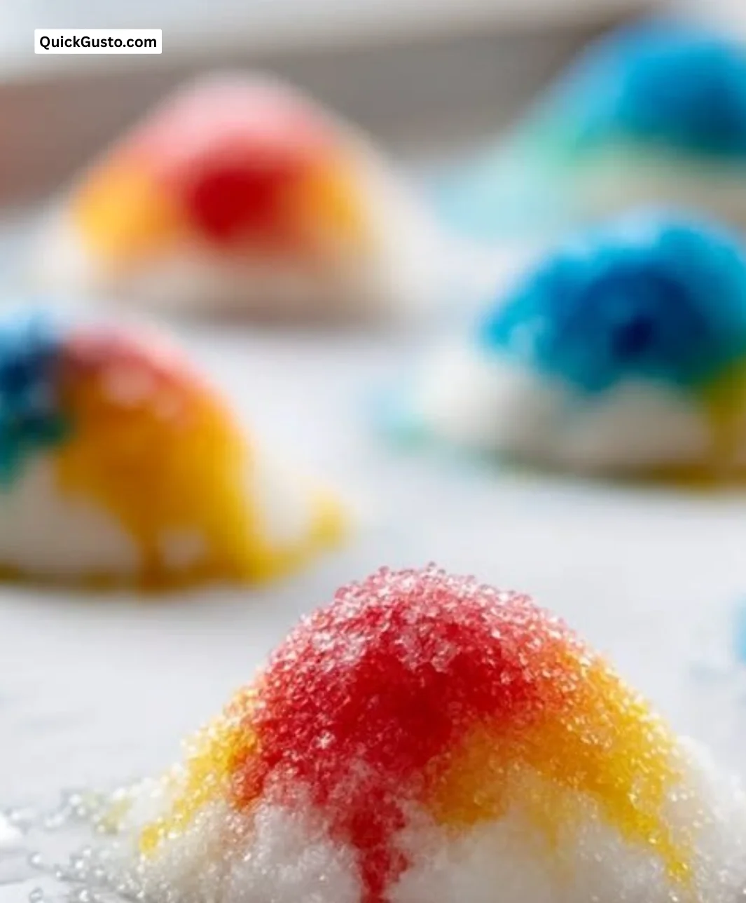 Colorful fireworks dessert made with sugar and vinegar