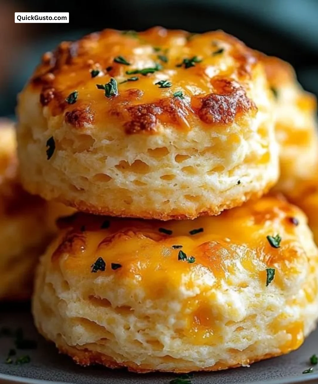 Cheddar garlic keto biscuits fresh from the oven, fluffy and golden.