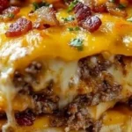 Cheesy meatloaf casserole served with sides on a plate