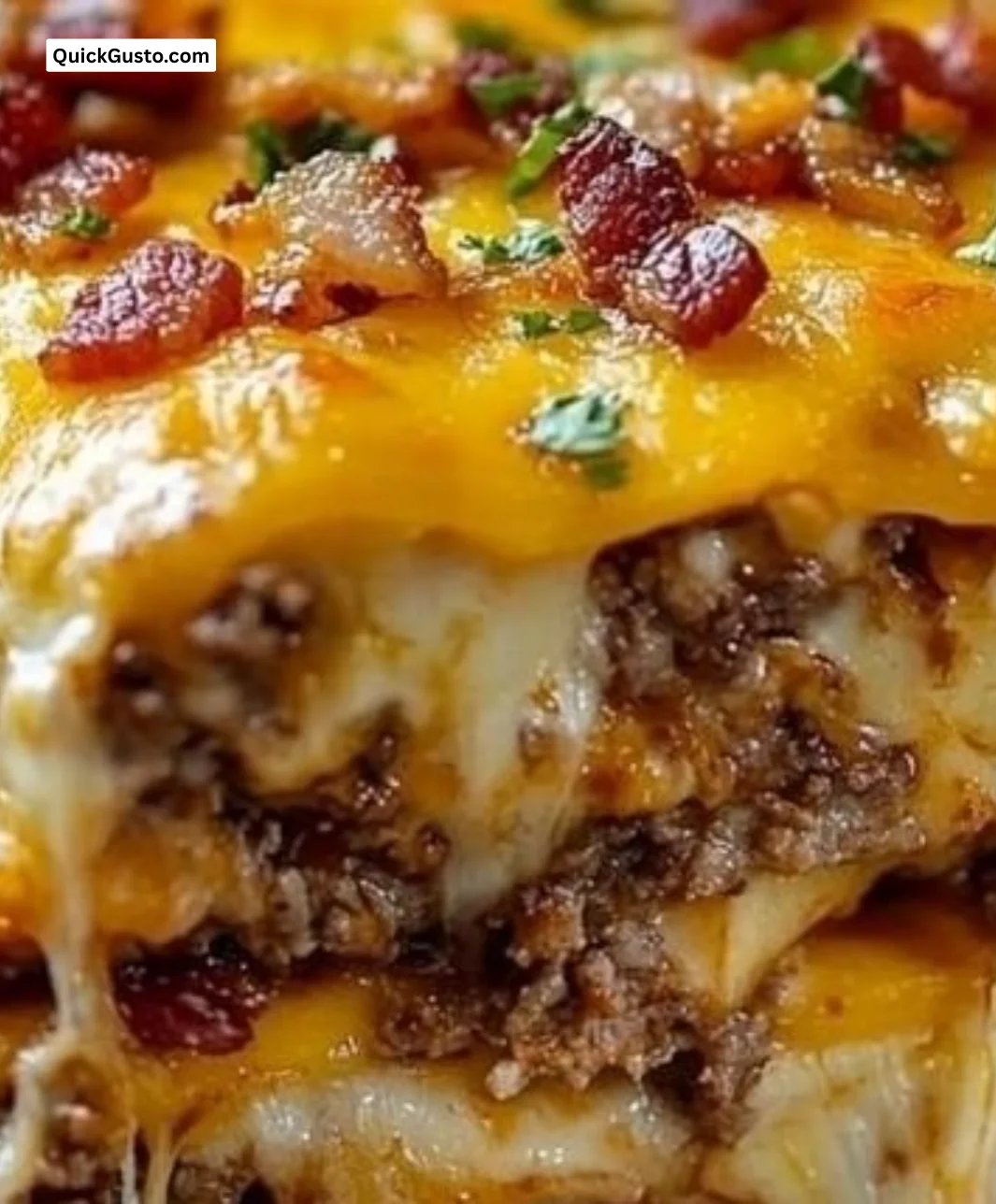 Cheesy meatloaf casserole served with sides on a plate