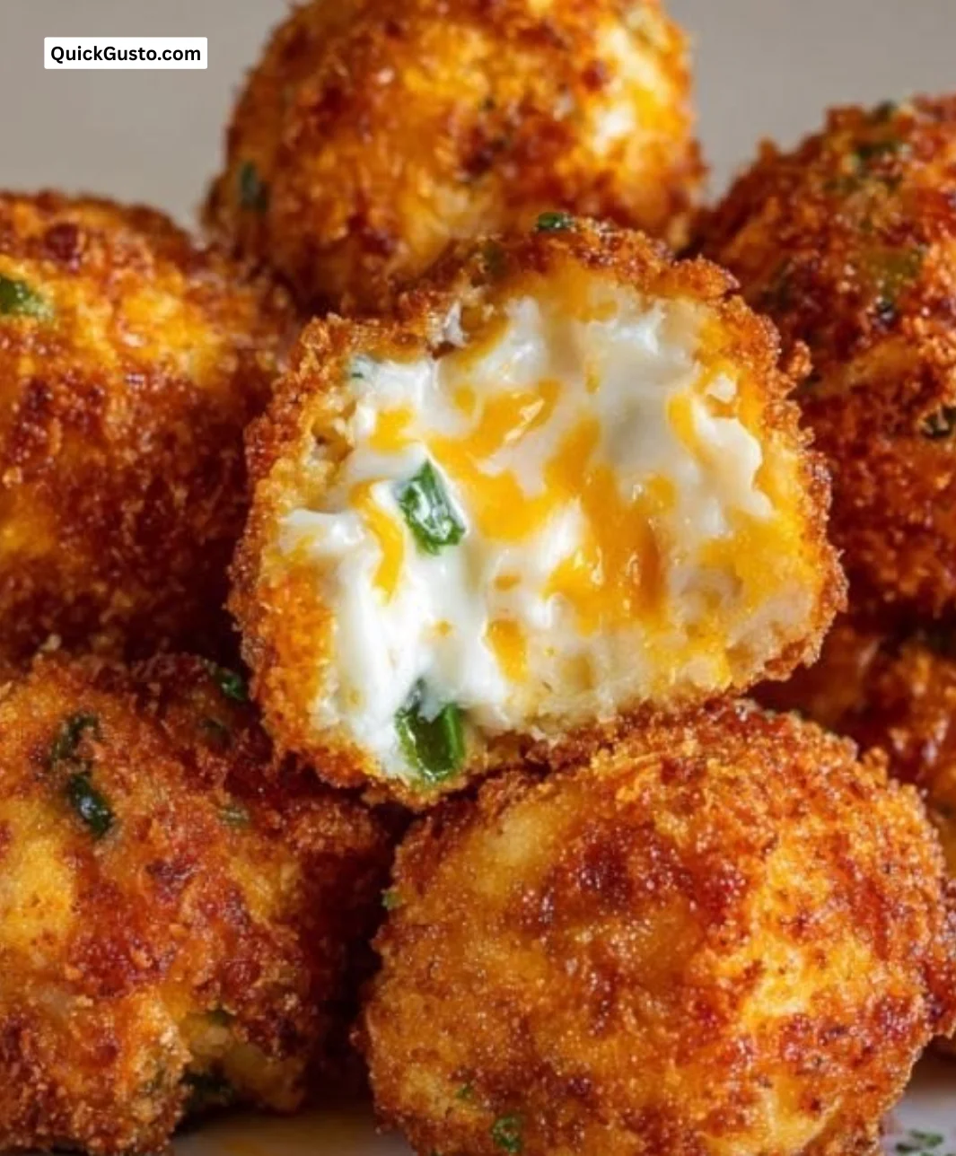 Delicious crispy cheese jalapeno balls served as a tasty snack
