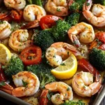 Easy Sheet Pan Garlicky Shrimp ready to serve