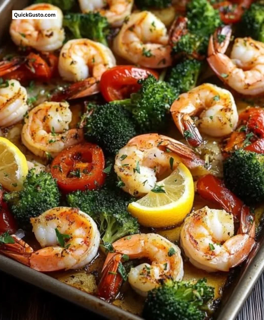 Easy Sheet Pan Garlicky Shrimp ready to serve