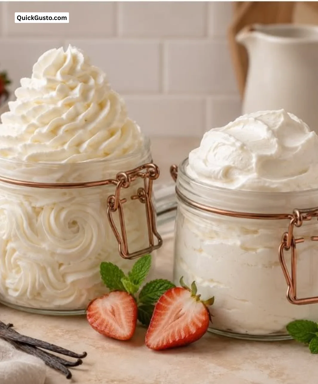 Bowl of homemade whipped cream ready to use as a dessert topping