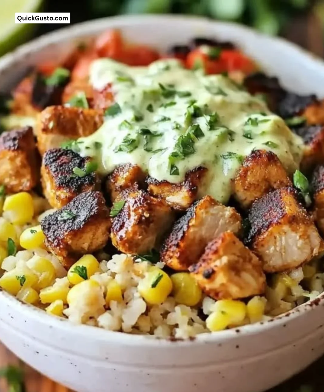High protein chicken lentil bowl packed with flavor and nutrients