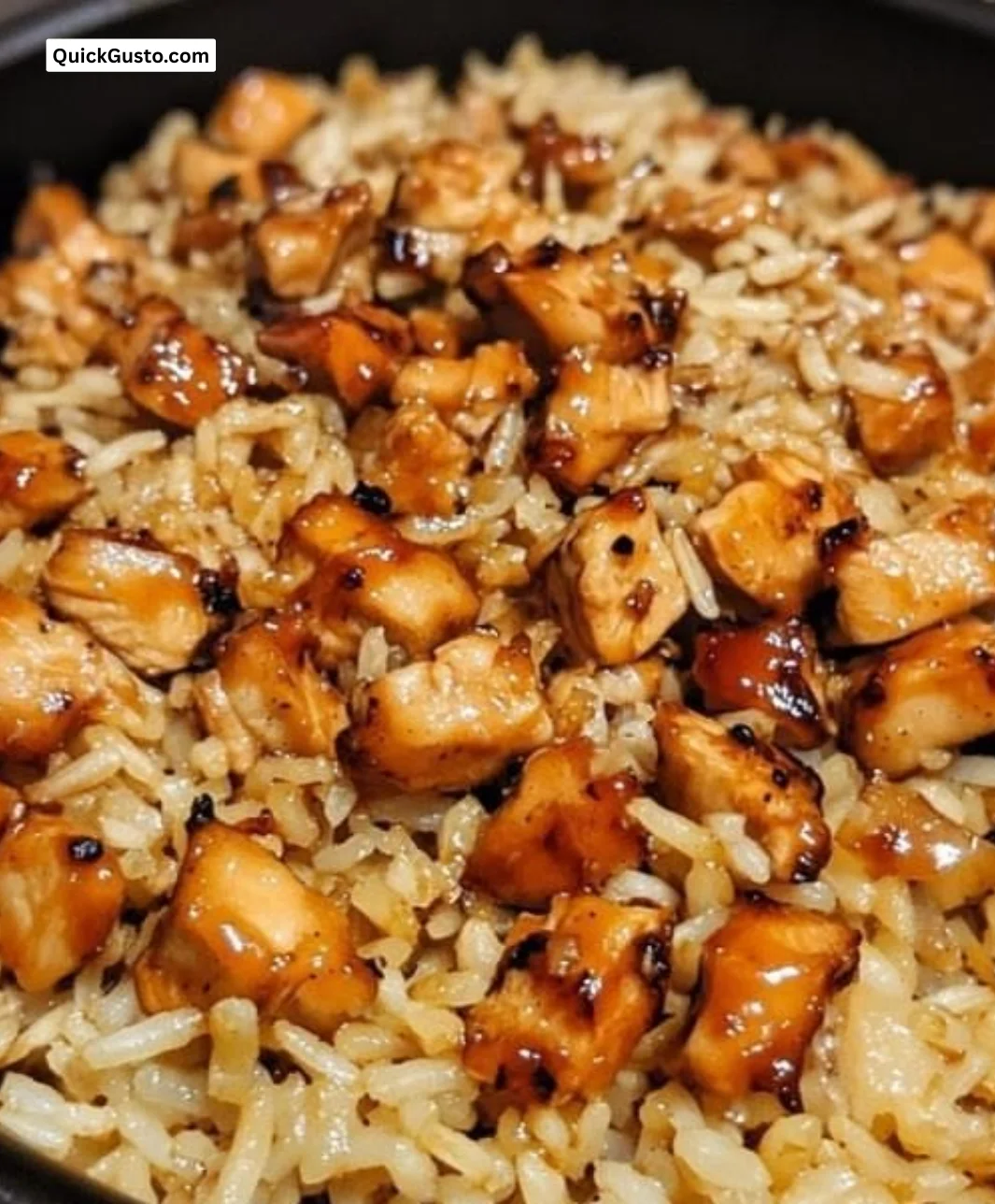 One Pan Bold Honey BBQ Chicken Rice in a skillet for easy weeknight dinner