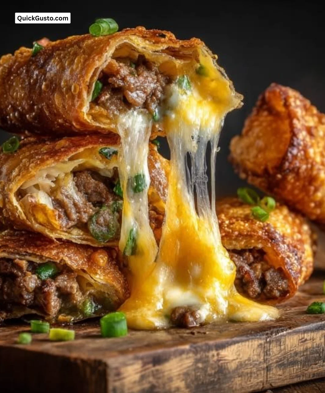 Philly Cheesesteak Egg Rolls filled with meat and cheese