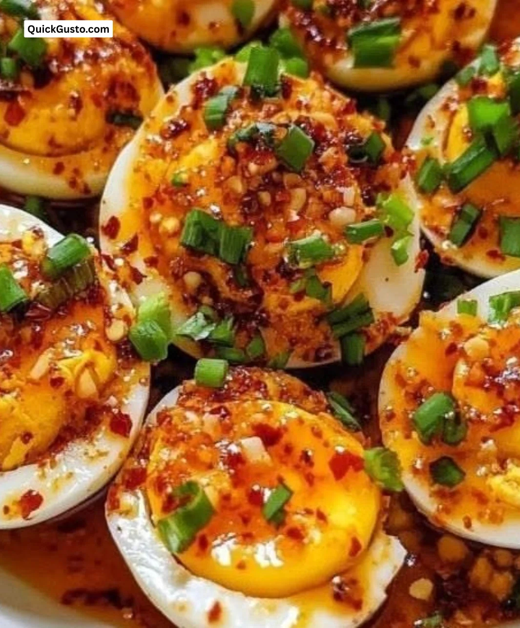Irresistibly spicy egg curry dish garnished and ready to serve for dinner.
