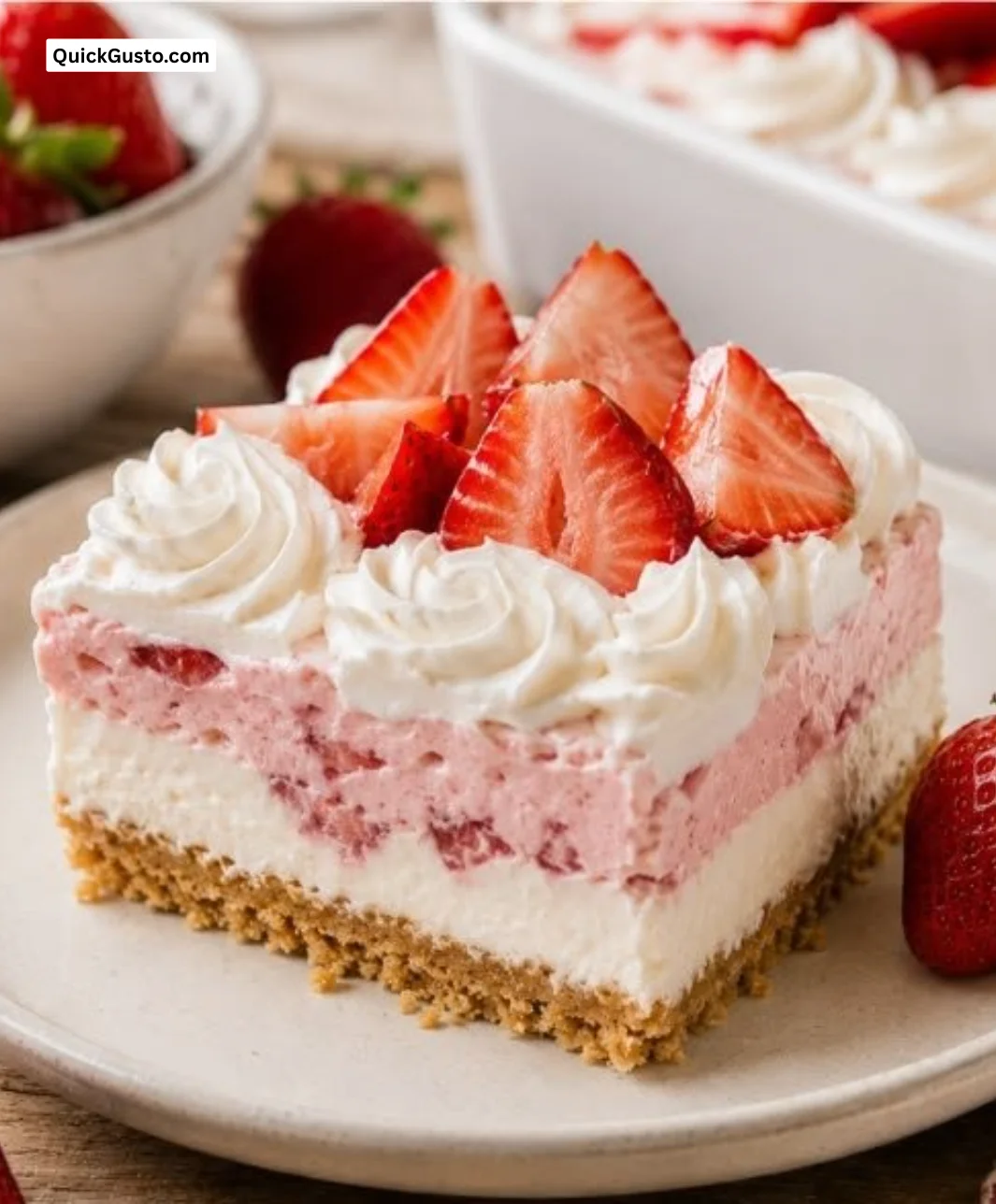 Delicious strawberry lasagna layered dessert showcasing summer's sweetness.