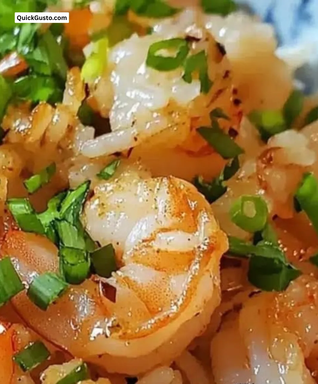 15-minute garlic butter shrimp rice dish garnished with parsley.