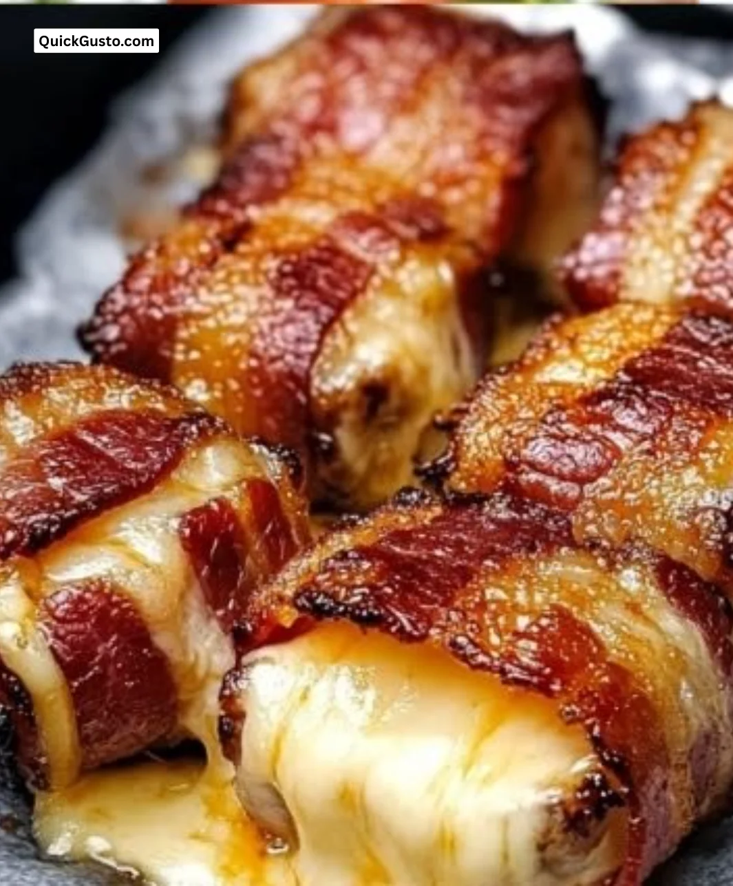 A plate of low-carb Bacon Cheese Bombs, cheesy and crispy bites of goodness.