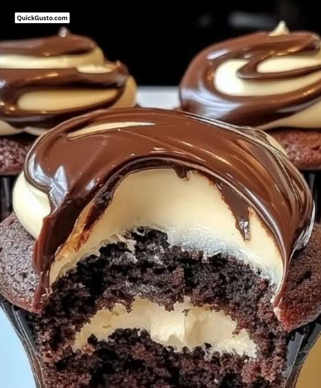 Delicious Chocolate Coffee Cream Cupcakes topped with creamy frosting
