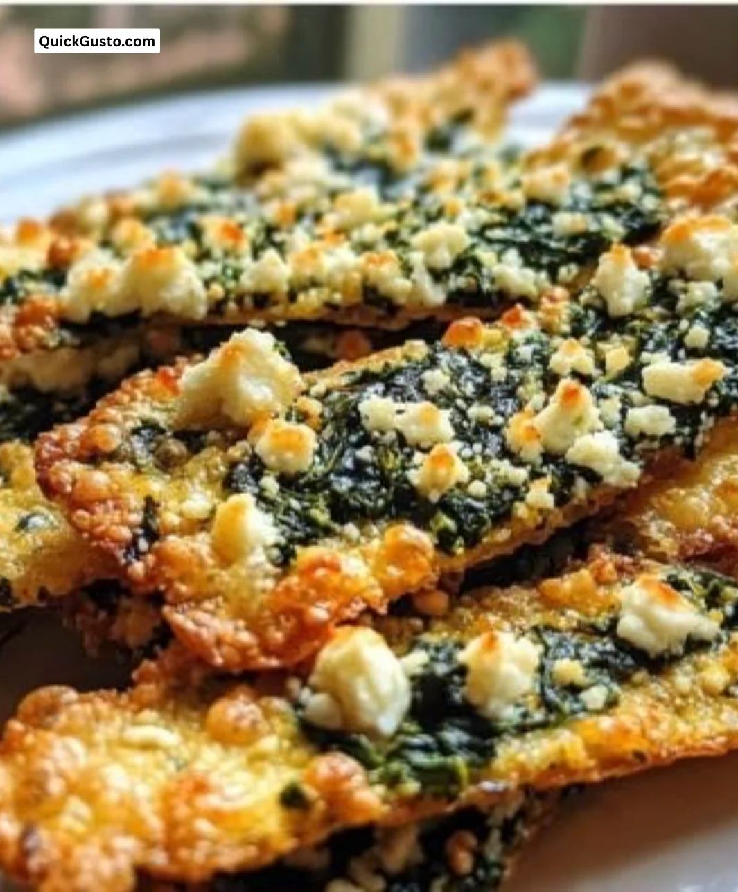 Crispy Mediterranean Spinach and Feta Cheese Crisps ready to enjoy