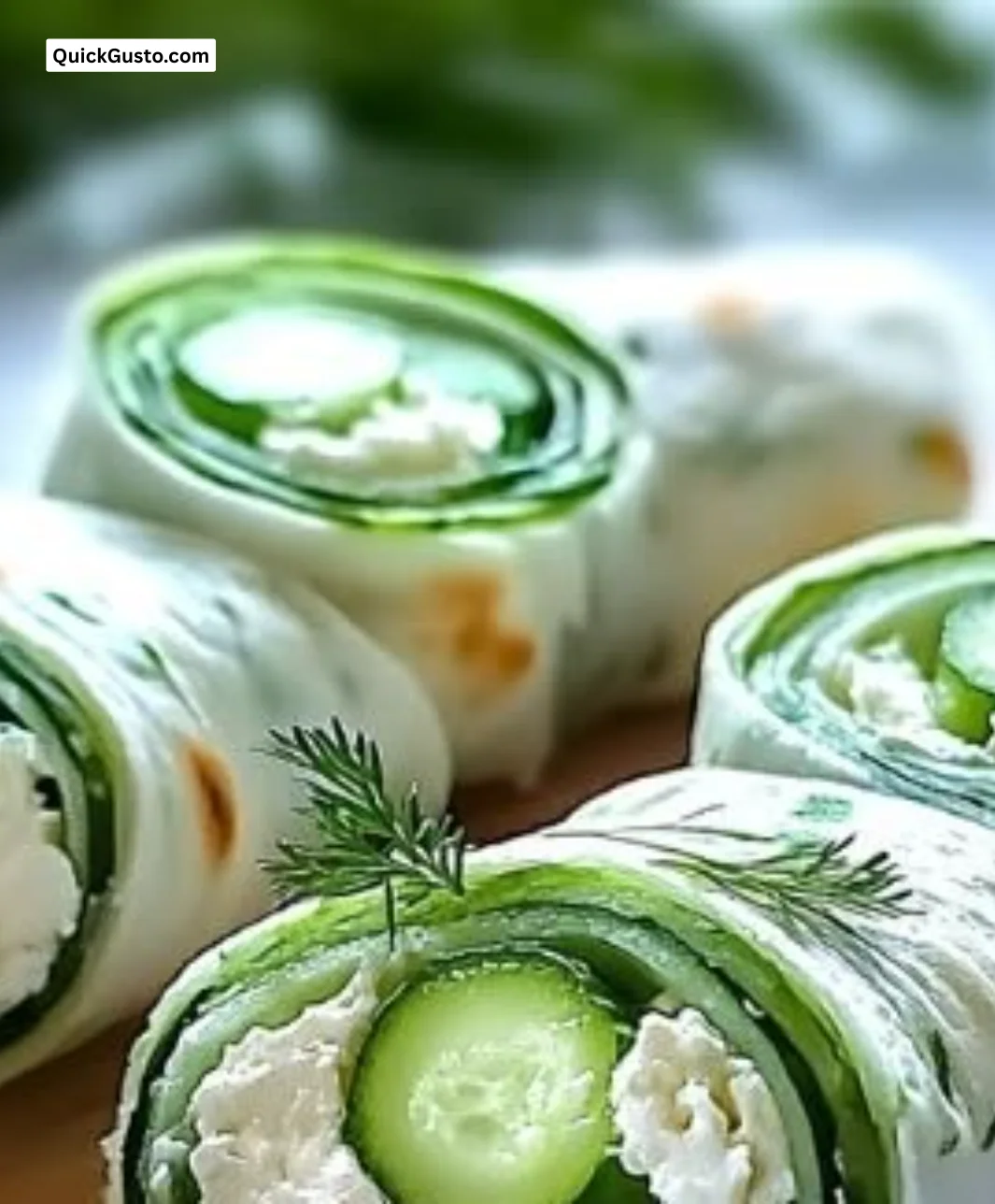 Cucumber cottage cheese wraps presented as a refreshing snack