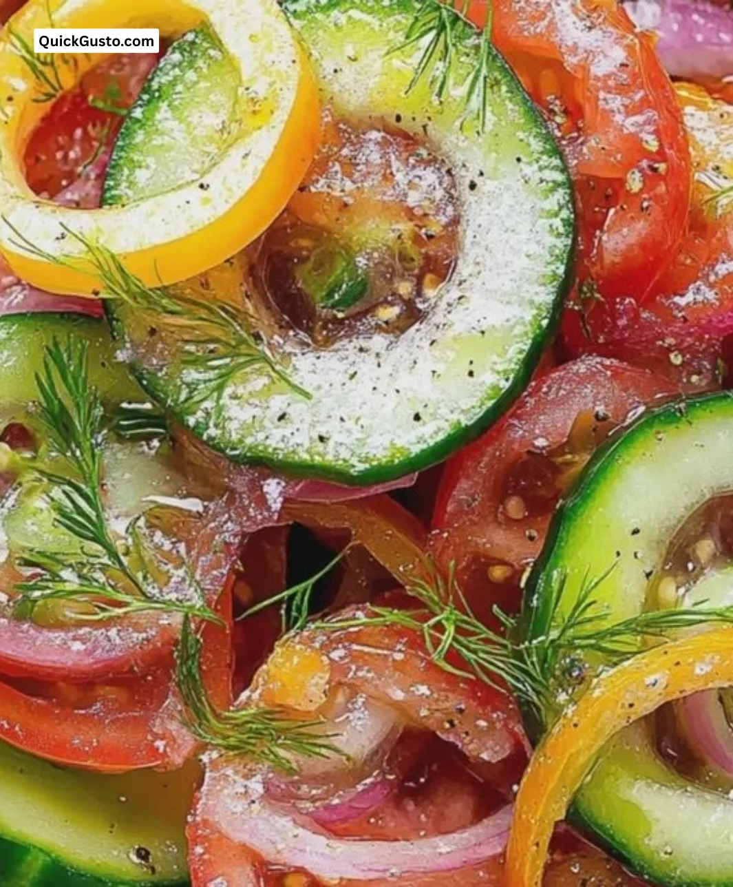 Cucumber Tomato Red Onion Salad with fresh vegetables