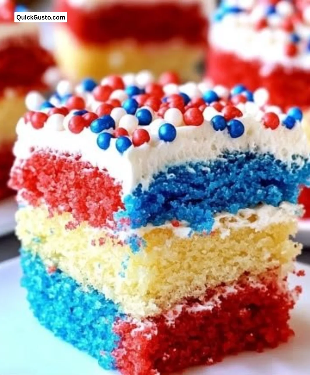 Festive red, white, and blue mini cakes for summer celebrations
