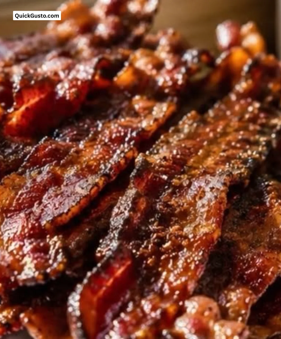 Delicious Million Dollar Bacon served on a plate with a garnish.