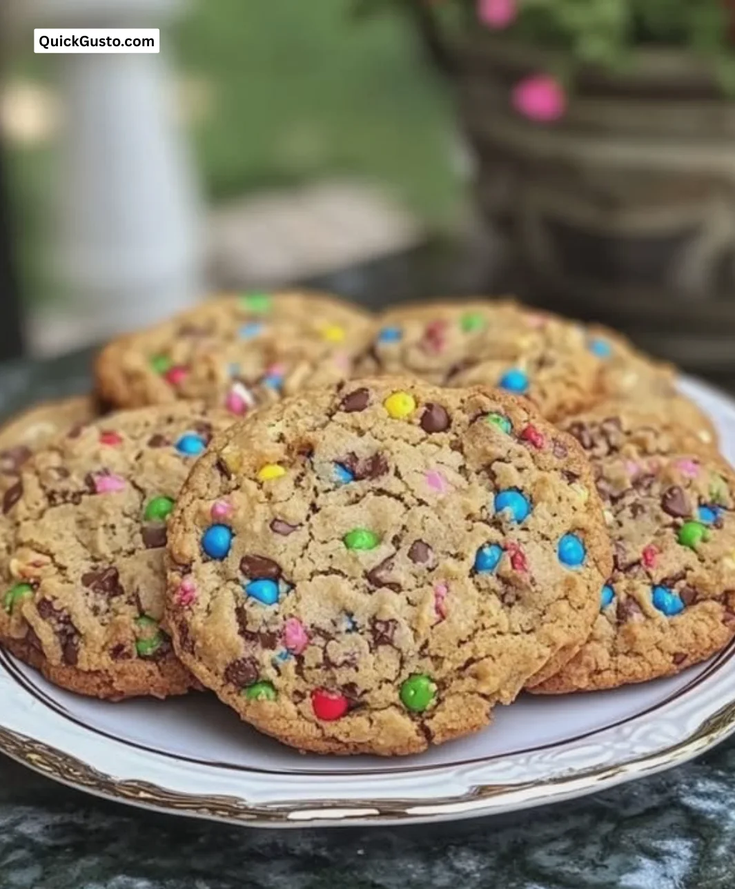 Delicious bakery style Monster Cookies, soft and chewy treats loaded with ingredients