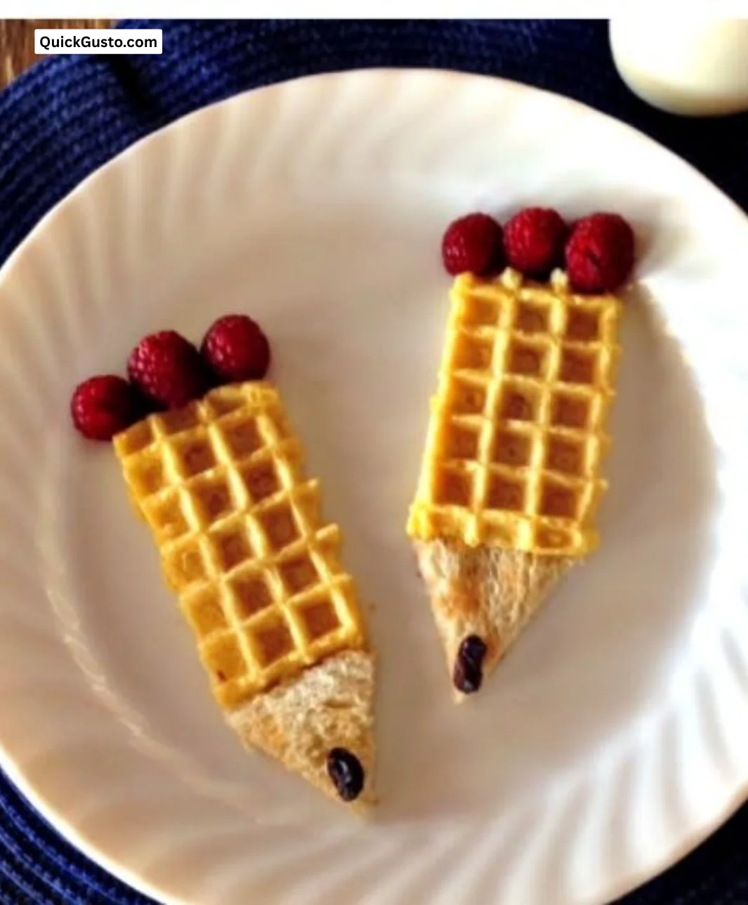 Delicious Pencil Waffles served with syrup and berries