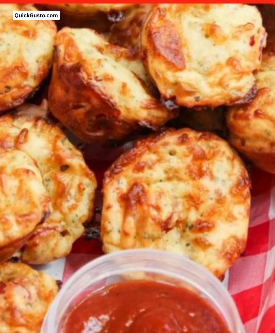 Delicious homemade Pizza Muffins topped with cheese and pepperoni