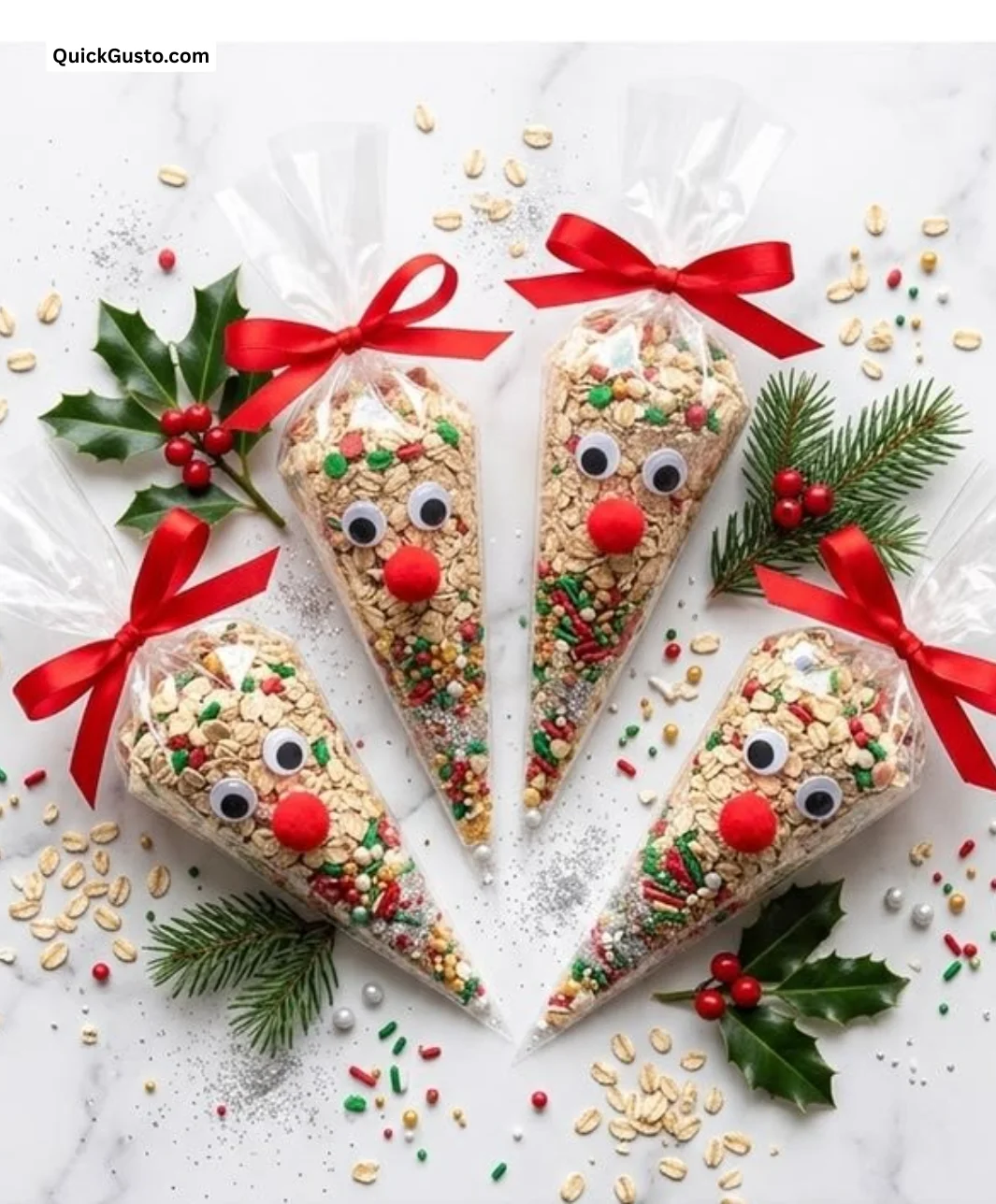 Homemade reindeer food with oats and glitter for Christmas festivities