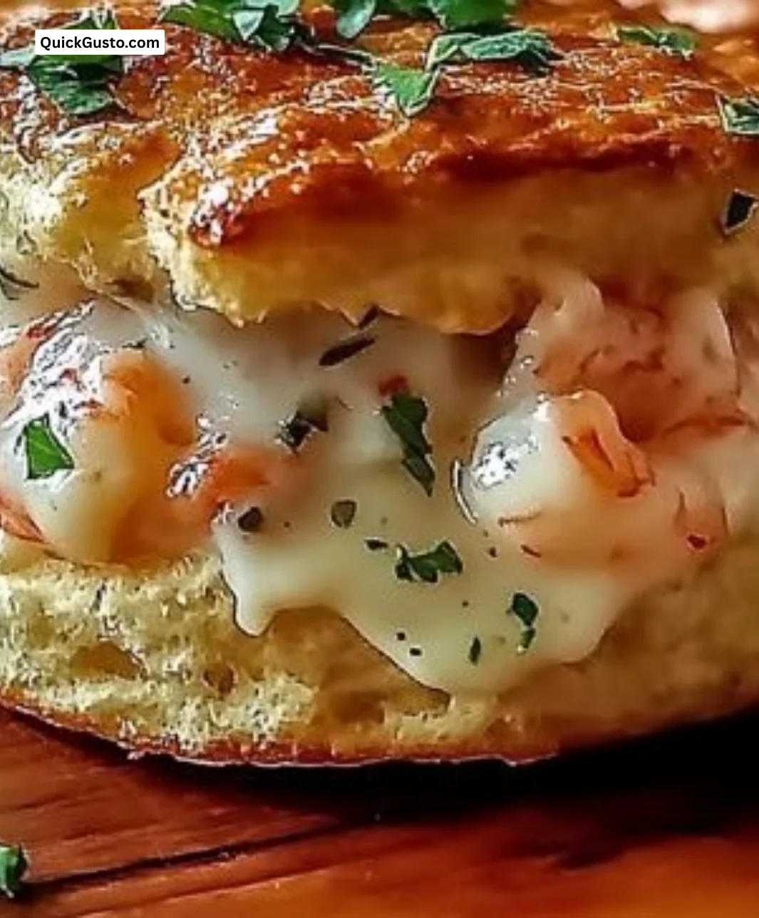 Savory shrimp crab biscuit melts served on a plate for seafood lovers