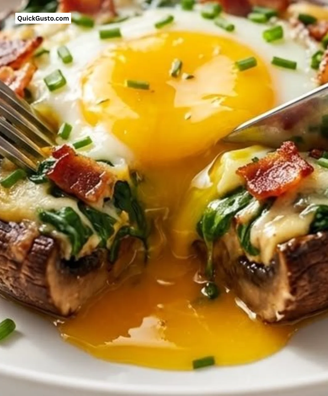 Delicious stuffed portobello mushrooms topped with herbs and cheese.