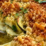 Delicious sun-kissed summer zucchini casserole, fresh-baked and cozy meal.