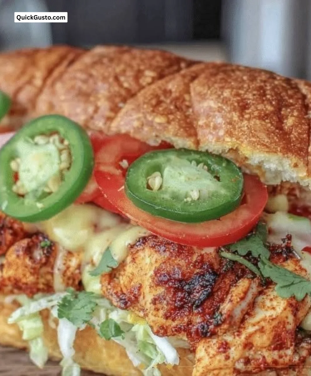 Ultimate Crispy Chicken Torta Sandwich with fresh toppings and crispy chicken