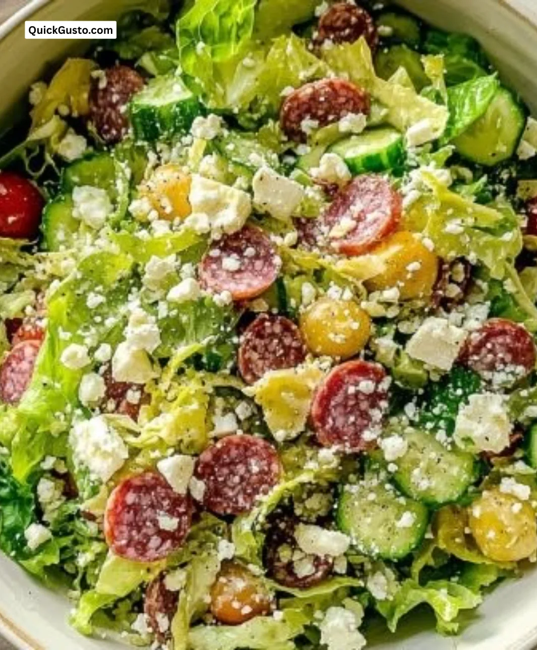 Vibrant La Scala Chopped Salad with fresh vegetables and dressing